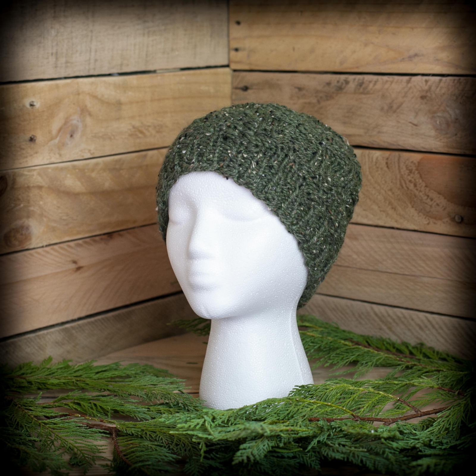 Loom Knit Men's Hat Pattern, Pinecone Stitch, Ski Cap, Tweed, Unisex ...