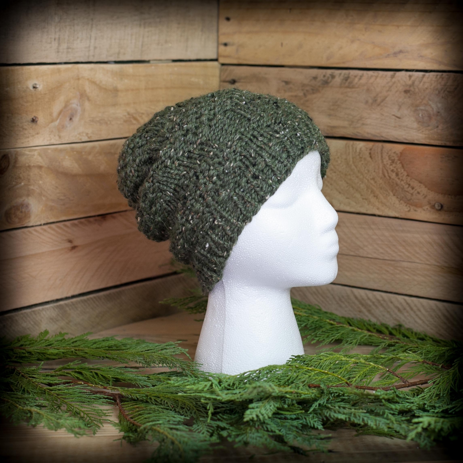 Loom Knit Men's Hat Pattern, Pinecone Stitch, Ski Cap