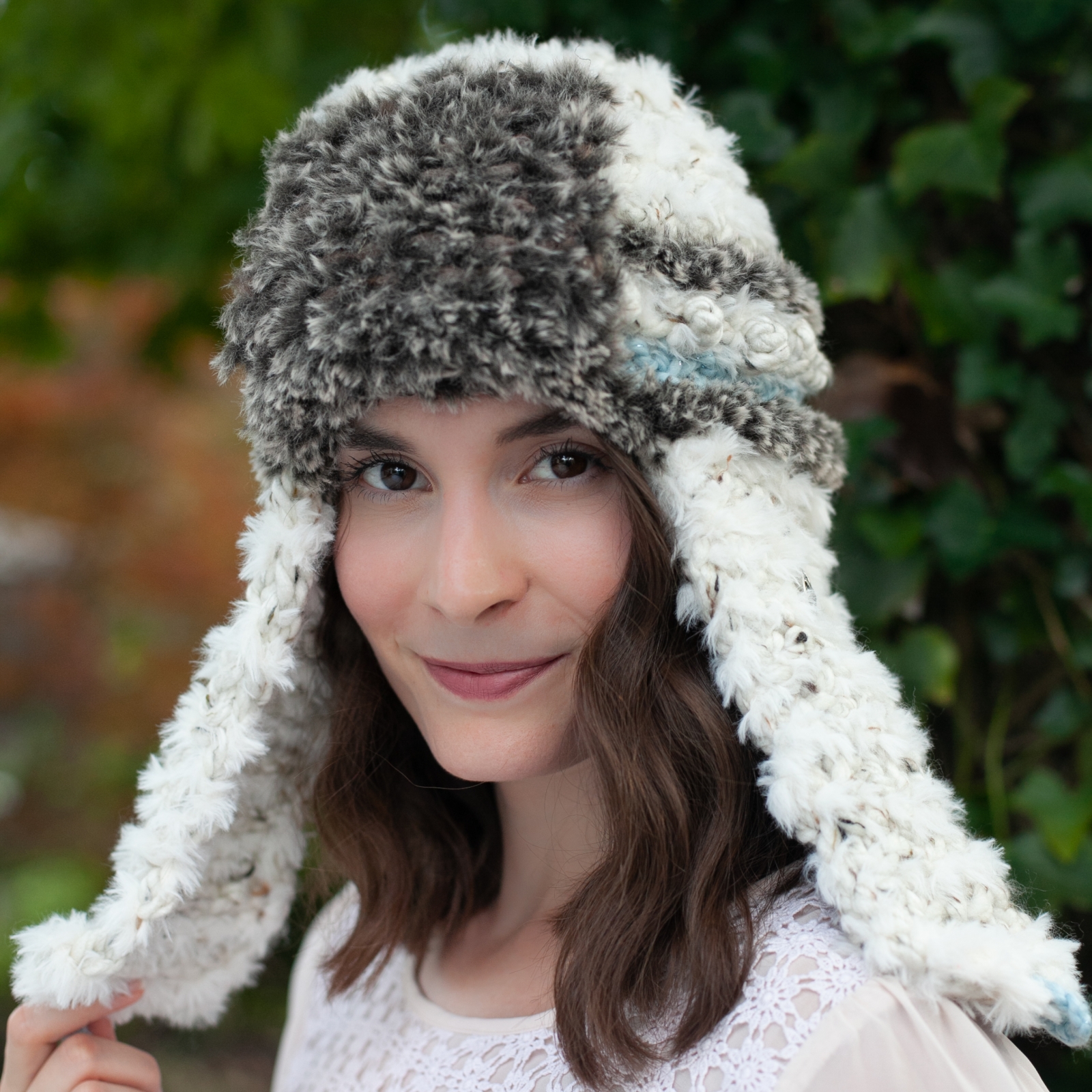 Loom Knit Faux Fur Trapper Hat and Cowl PDF PATTERN. This Moment is Good
