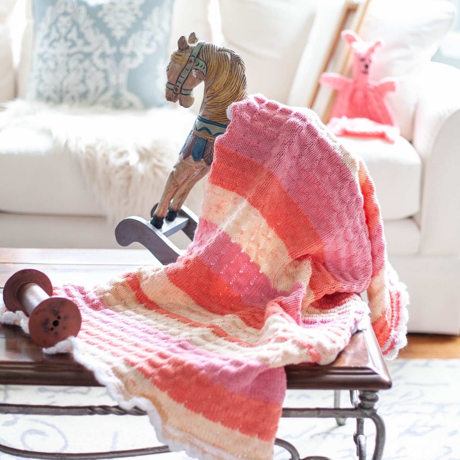 Loom Knit Baby Blanket With Crochet Edging PATTERN.