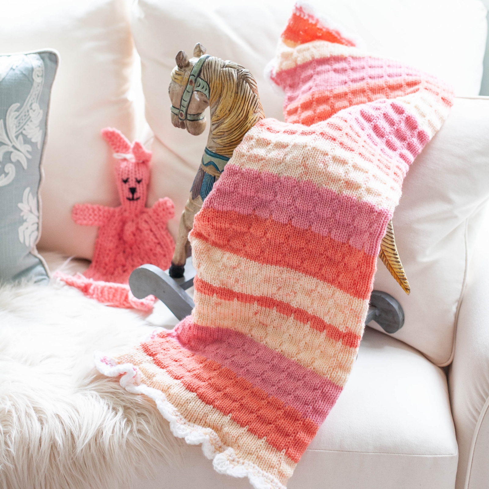 Loom Knit Baby Blanket With Crochet Edging PATTERN. This