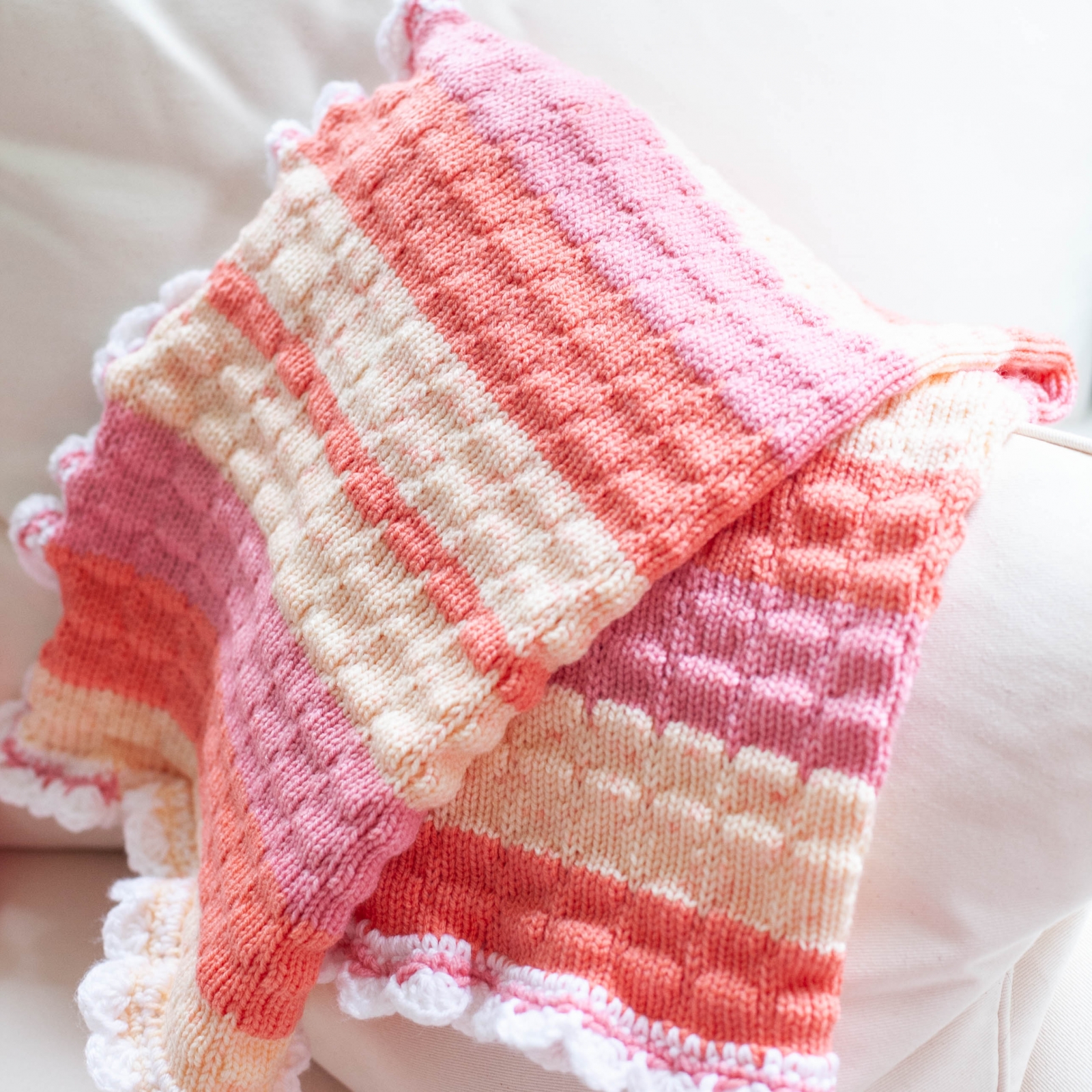 Loom Knit Baby Blanket With Crochet Edging PATTERN. This
