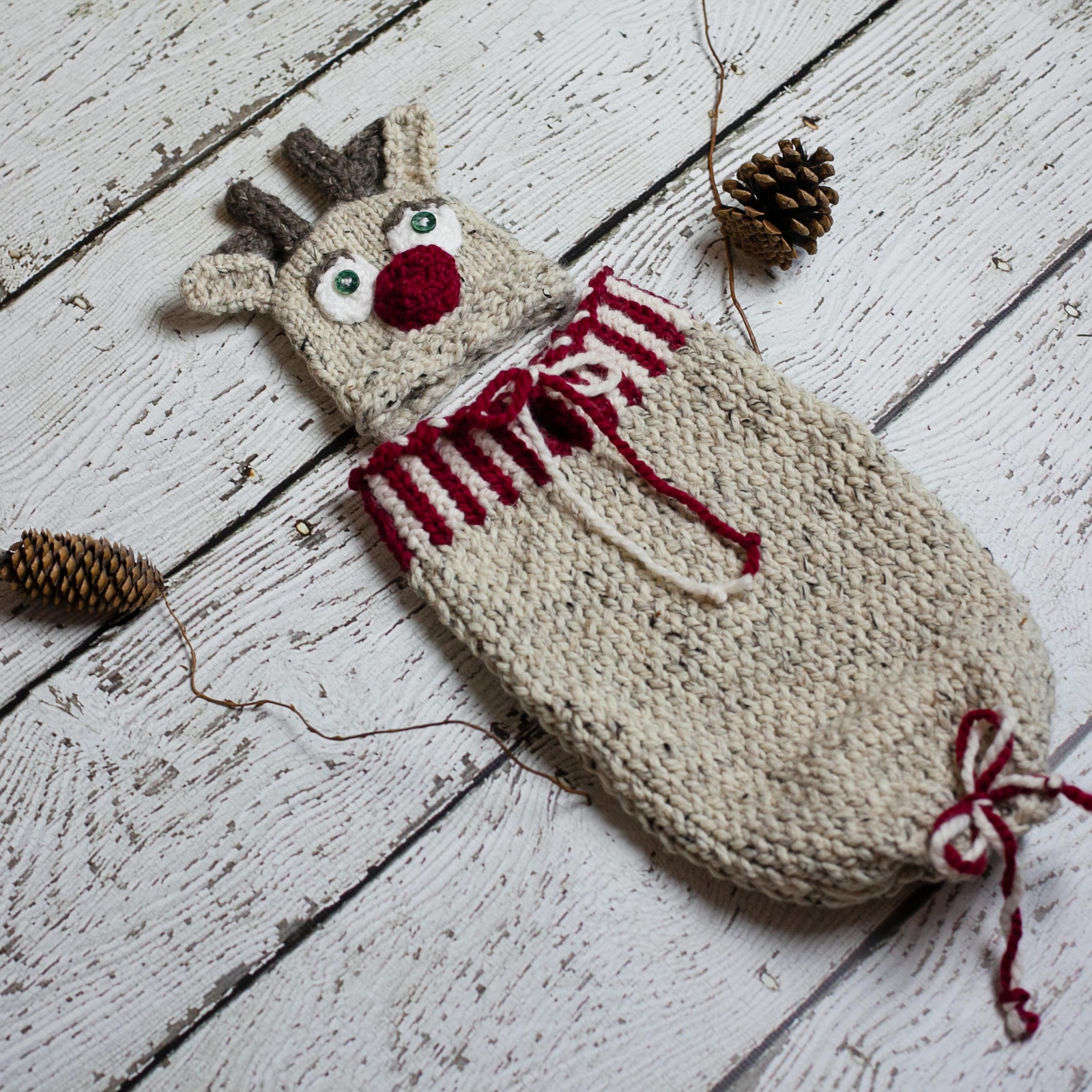 Loom Knit Reindeer Cocoon And Hat Set Pattern Pdf Newborn Christmas Cocoon Set Loom Knitting Pattern