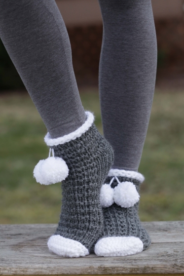 Loom Knit Slipper Socks