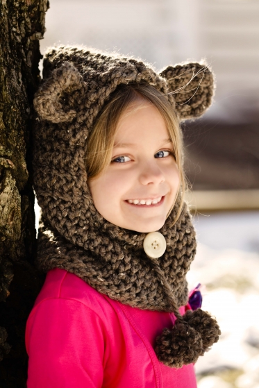 Loom Knit Bear Hood