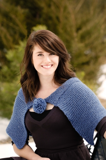 Loom Knit Pom Pom Capelet Loom Knit Pom Pom Capelet
