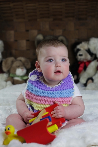 Loom Knit Rainbow Bib