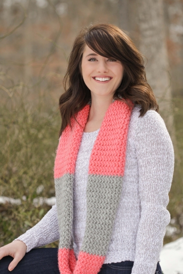 Coral and Gray Infinity Scarf