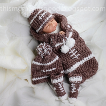 Loom Knit newborn cocoon PATTERN, loom knit hat pattern loom knit booties PATTERN Football Themed Cocoon, hat booties Pattern, PDF Download.