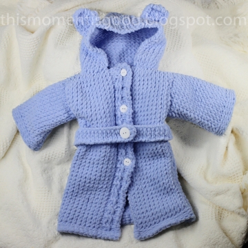 Loom Knit Baby Bathrobe PATTERN. Spa Quality and Teddy Bear Themed! Pattern is in 3 sizes:  12 mos+, 6 mos+ and Newborn+.  PATTERN ONLY!