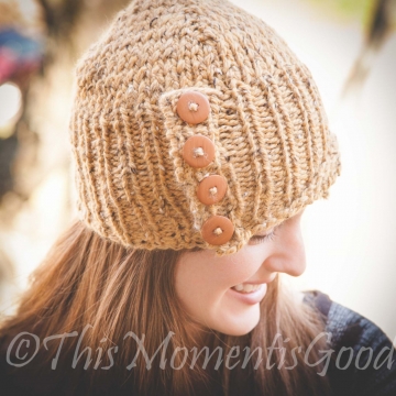 Loom Knit Tweed Cloche Hat PATTERN. The Amberlyn Cloche Hat. Instand PDF PATTERN Download.  Loom Knit Ladies/teen Hat with buttons Pattern.