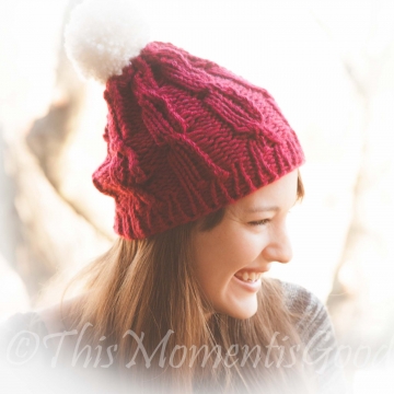 Aran Cable Trapper Hat, Chunky Knit Design
