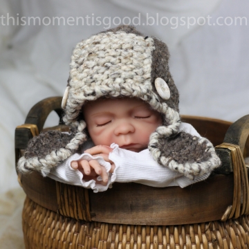 Loom Knit Aviator Hat For Baby Pattern:  PATTERN ONLY! Directions for Aviator Hat in two sizes (newborn & 3 month+)