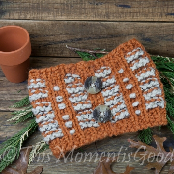 Loom Knit Pumpkin Spice Cowl PATTERN. Perfect for fall! Child, Teen and Adult Sizes. Instant PDF Download. Beginner Friendly Pattern!