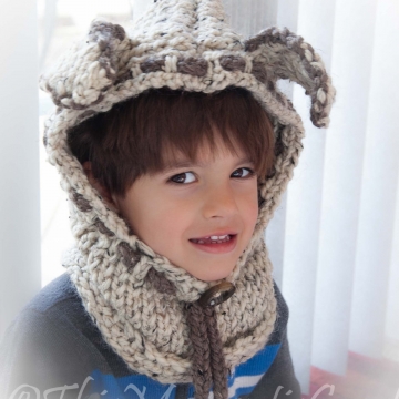 Loom Knit Puppy Dog Hood with cowl PATTERN. Rustic, Chunky hood/cowl PATTERN. Instant PDF Download. Toddler and Child sizes.