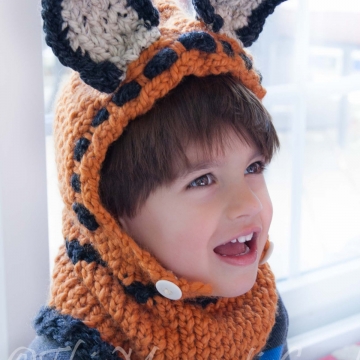 Loom Knit Fox Hood & Cowl PATTERN. Toddler and Child Size. Instant PDF Download. Chunky, Cozy Loom Knit Hood and Cowl.