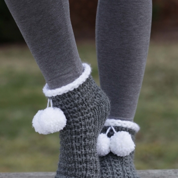 Loom Knit Slipper Socks