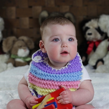 Loom Knit Rainbow Bib