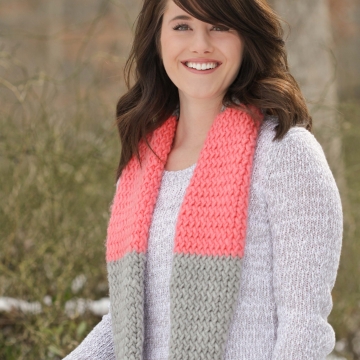 Coral and Gray Infinity Scarf