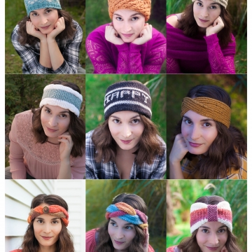 Loom Knit Headband/Earwarmer Collection I. (10) Patterns Included for Fair Isle, Tuck Stitch, Turban, Sporty, Extra-Warm Head Warmers. PDF PATTERN Download.