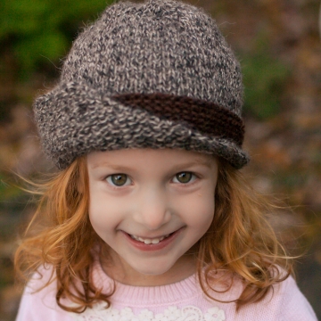 Loom Knit Tweed Cloche Hat PDF PATTERN. Fold up flap, sized for newborn to adult.