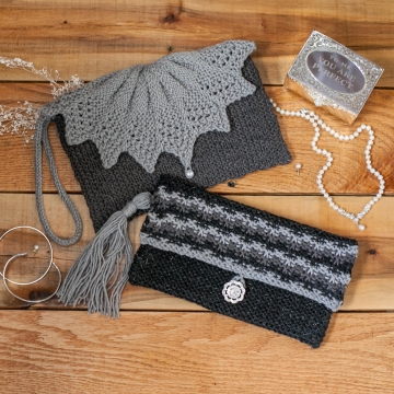 Loom Knit Clutch, Purse, Evening Bag, Wristlet PATTERNS. Elegant Evening Bag, Wedding and Party Purse. 2 PDF Pattern Set.