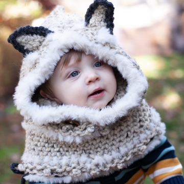Loom Knit Wolf Hood PDF PATTERN. Oversized and Warm, Quick Project! Digital Download.