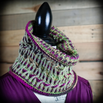 Loom Knit Brioche Cable Cowl PATTERN, Neckwarmer, Scarf, Fancy Brioche Knitting, Teen/Adult Size PDF PATTERN Download, Parisian Garden Cowl.