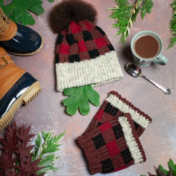 Loom Knit Buffalo Plaid Hat & Boot Toppers Pattern Set. Extra Warm Winter Loom Knit With Easy Colorwork. PDF PATTERN Download.