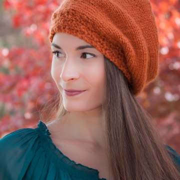 Loom knit beret, hat PATTERN, painters cap, slouch hat, adult teen size, PDF pattern download.