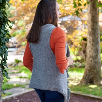Loom Knit Waterfall Vest PATTERN. 2 Edge Options Ruffle or Garter.